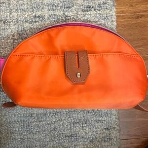 Sondra Roberts Orange Cosmetic Bag with Brown Accents